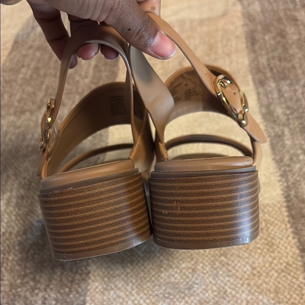 AEROSOLES Tan Leather Slingback Sandals - Picture 4 of 10